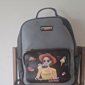 Gray Kids Backpack with Fun Design
